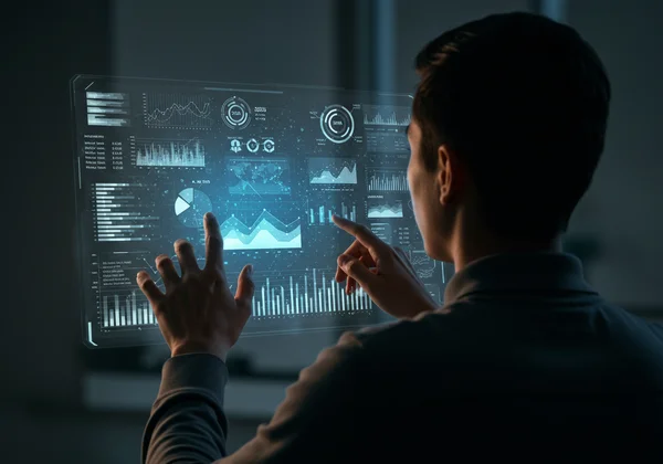 Person interpreting SCL-90 psychology test results on screen