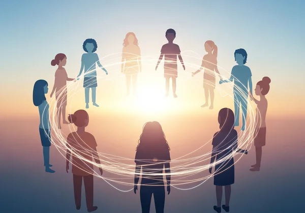 Diverse community in supportive discussion