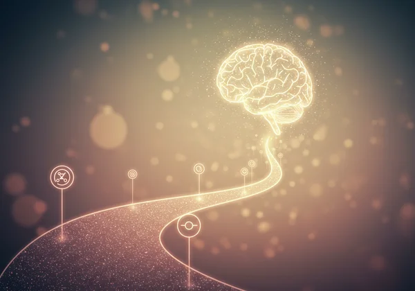 Path with milestones representing self-discovery and growth journey