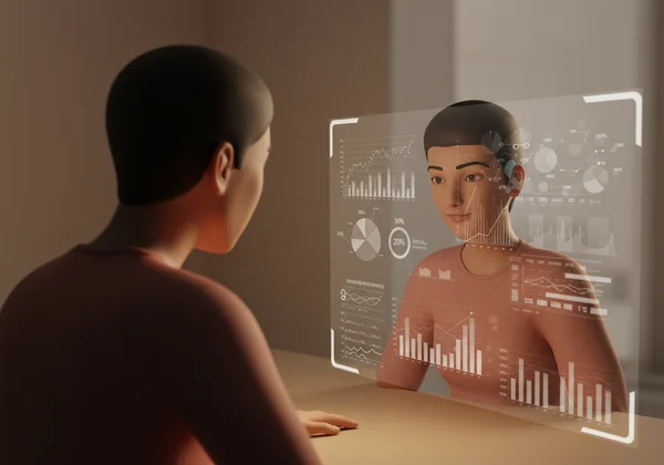 Person gaining self-awareness from psychological test results.