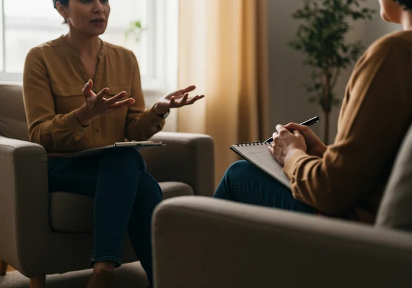 Person receiving professional mental health support