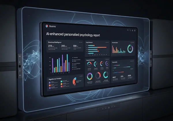 AI-enhanced personalized psychology report on a digital screen