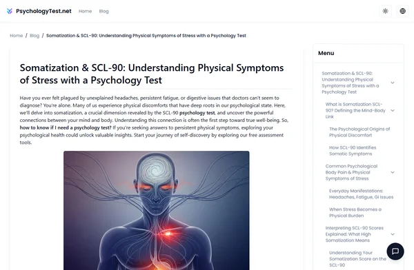 सोमेटाइजेशन और SCL-90: मनोविज्ञान परीक्षण के साथ तनाव के शारीरिक लक्षणों को समझना